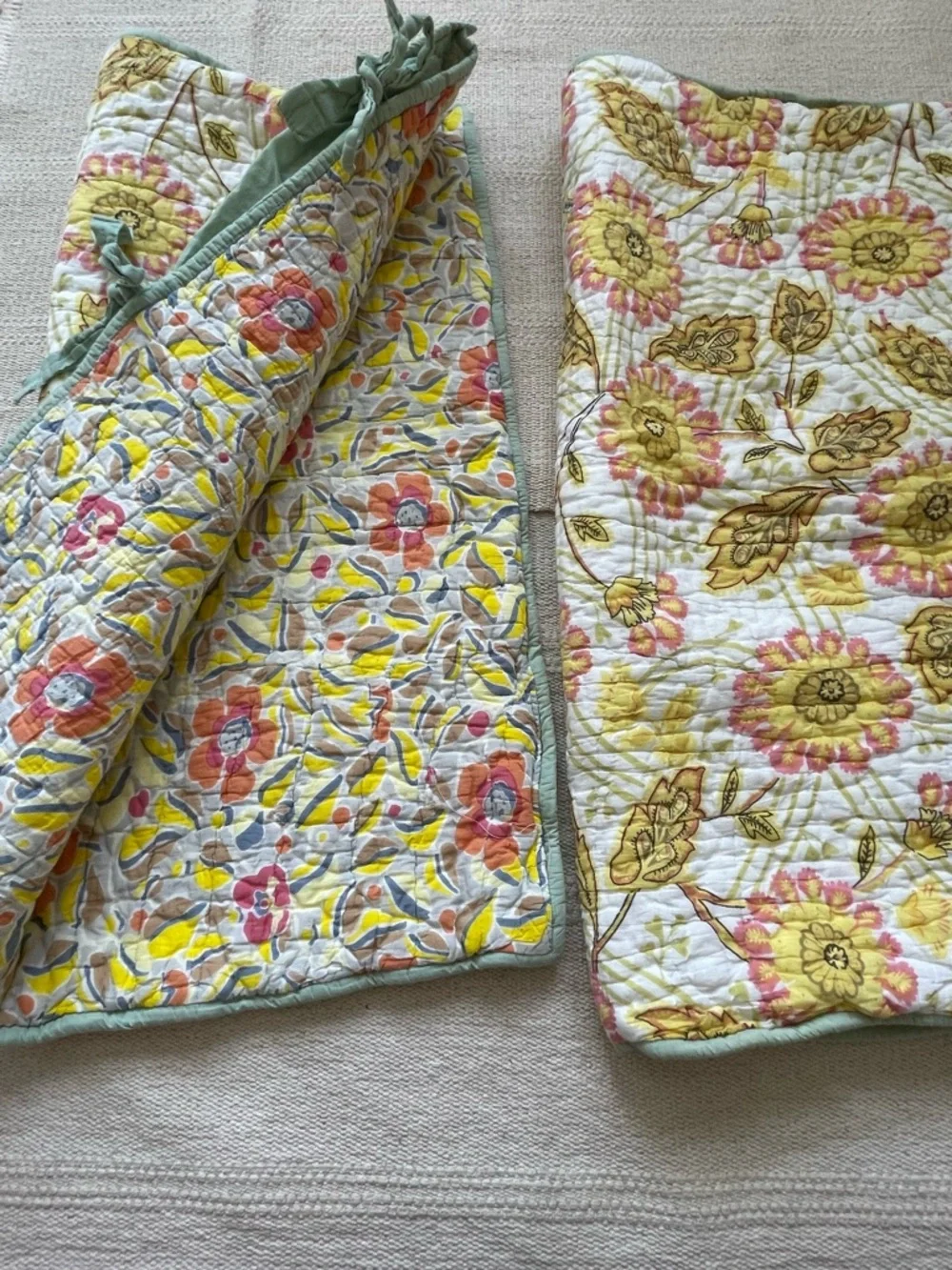 Pottery Barn Spring Floral Print Euro Pillow Shams Organic Cotton